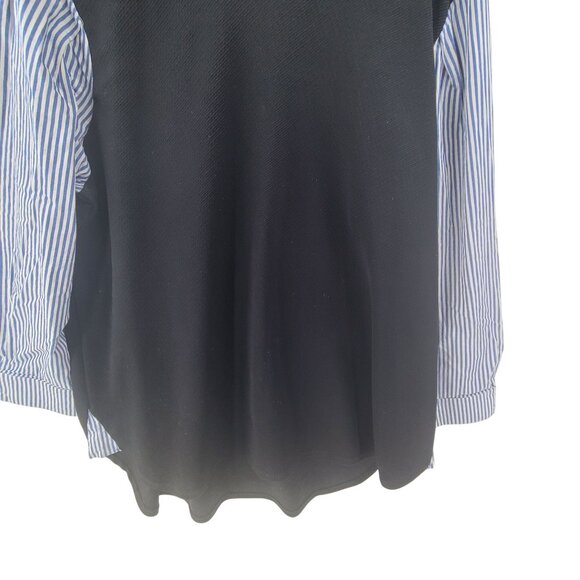 * Lane Bryant Mixed Media Pullover Blouse Top Plus Size 22/24 Women’s Black Blue - Picture 2 of 9